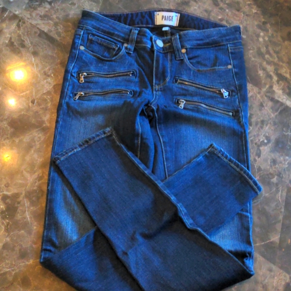 Paige Denim moto mid waisted skinny jean